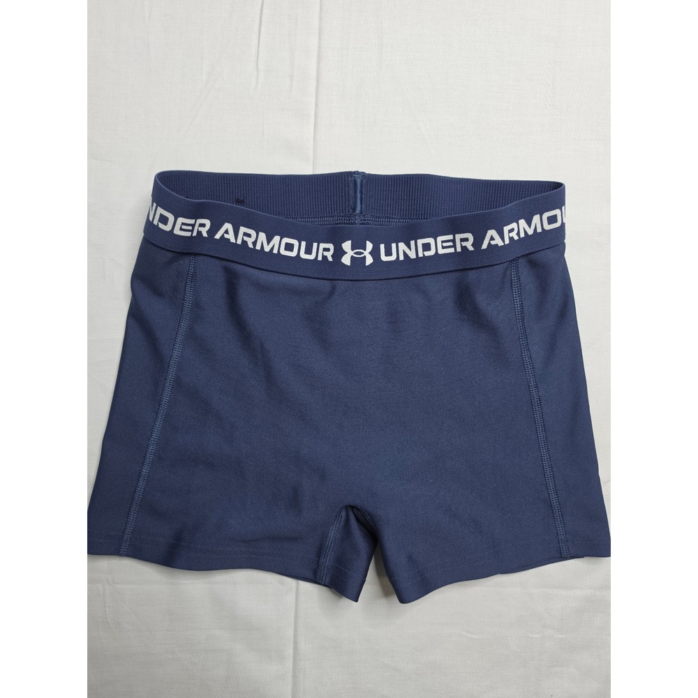 Under Armour HeatGear Compression Shorts Womens Small Blue Stretch Activewear